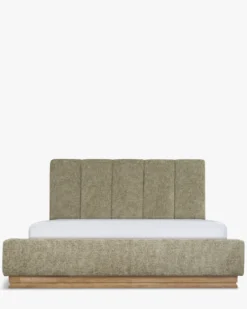 Lit 160x200, Tweed taupe & bois blond Bolton