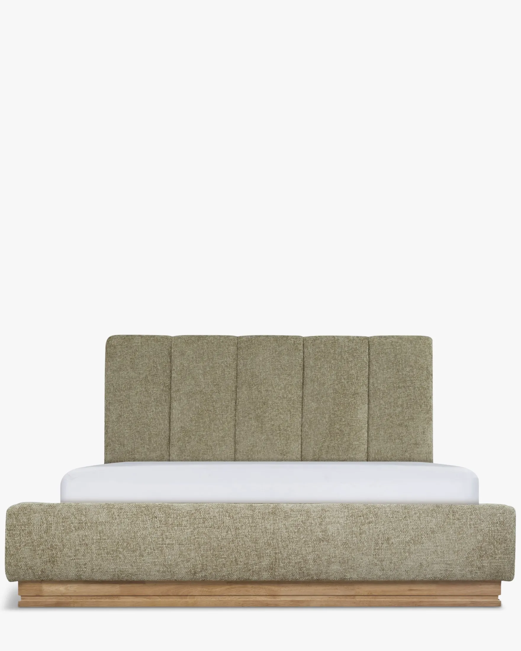 Lit 160x200, Tweed taupe & bois blond Bolton