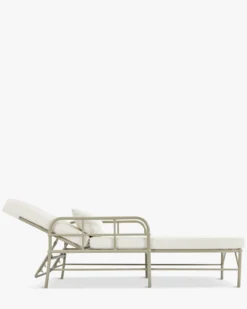 Lot de 4 bains de soleil, Tissu waterproof blanc & Métal taupe, L198 Amalfi