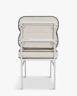 Lot de 4 chaises de jardin, Beige bouclé, Vert sauge & Métal blanc Maddalena