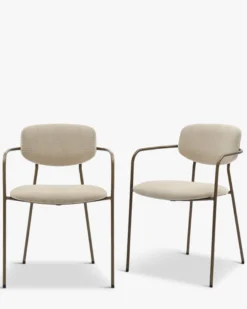 Lot de 2 chaises empilables, Beige déperlant & métal cuivré Aya