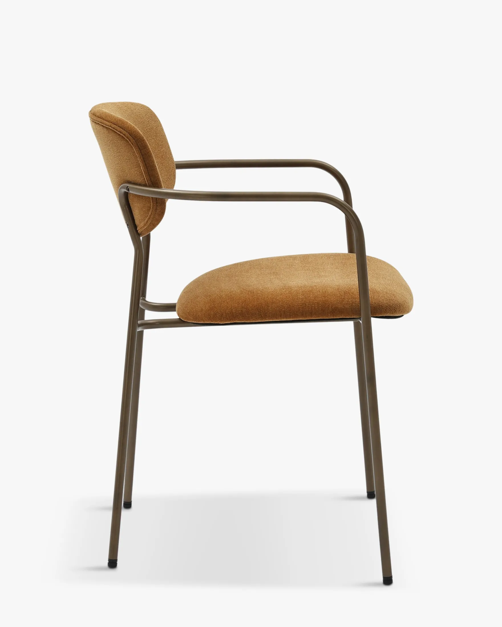 Lot de 2 chaises empilables, Marron ocre déperlant & métal cuivré Aya