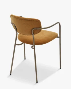 Lot de 2 chaises empilables, Marron ocre déperlant & métal cuivré Aya