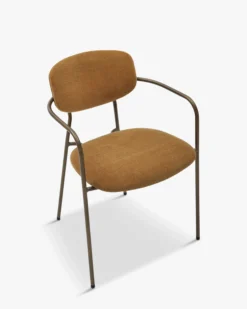 Lot de 2 chaises empilables, Marron ocre déperlant & métal cuivré Aya