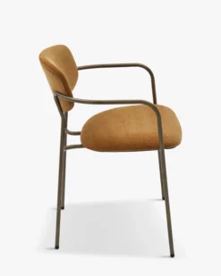 Lot de 2 chaises empilables, Marron ocre déperlant & métal cuivré Aya