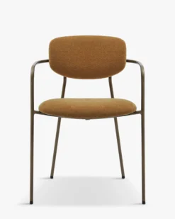 Lot de 2 chaises empilables, Marron ocre déperlant & métal cuivré Aya