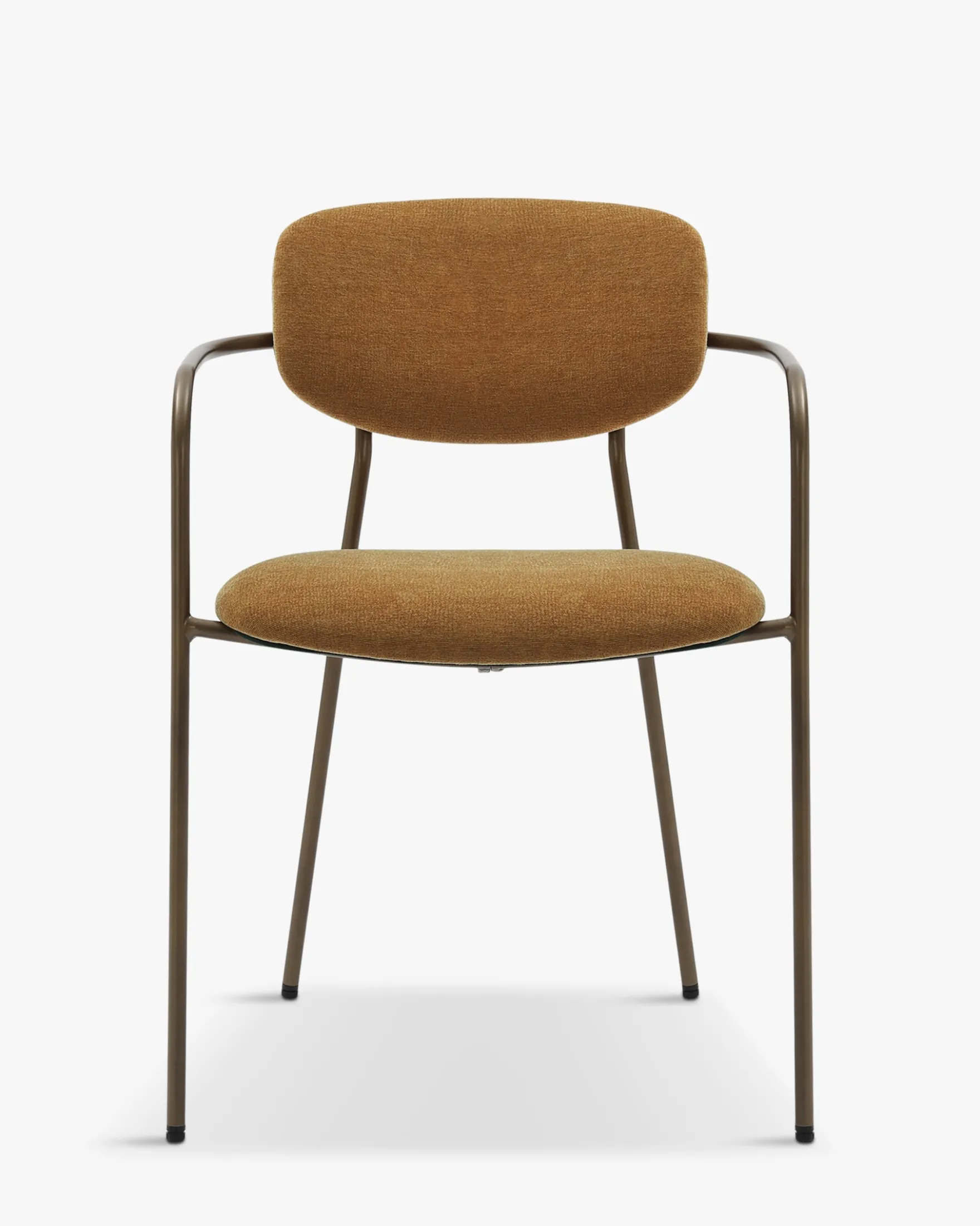 Lot de 2 chaises empilables, Marron ocre déperlant & métal cuivré Aya