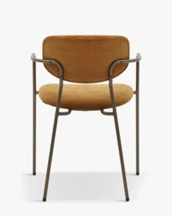 Lot de 2 chaises empilables, Marron ocre déperlant & métal cuivré Aya