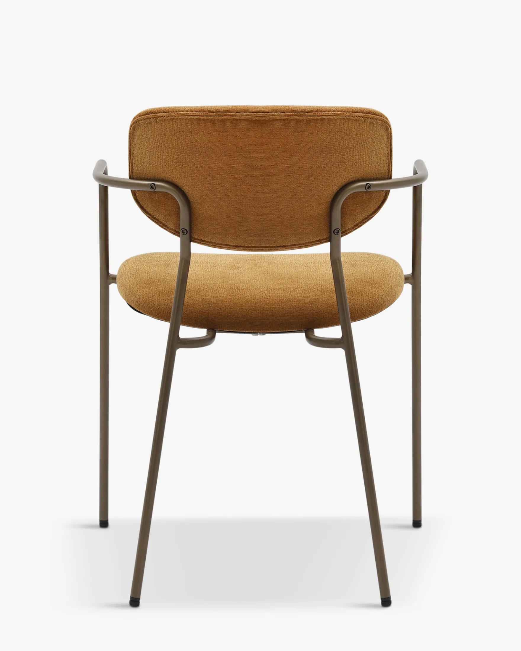 Lot de 2 chaises empilables, Marron ocre déperlant & métal cuivré Aya