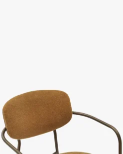 Lot de 2 chaises empilables, Marron ocre déperlant & métal cuivré Aya