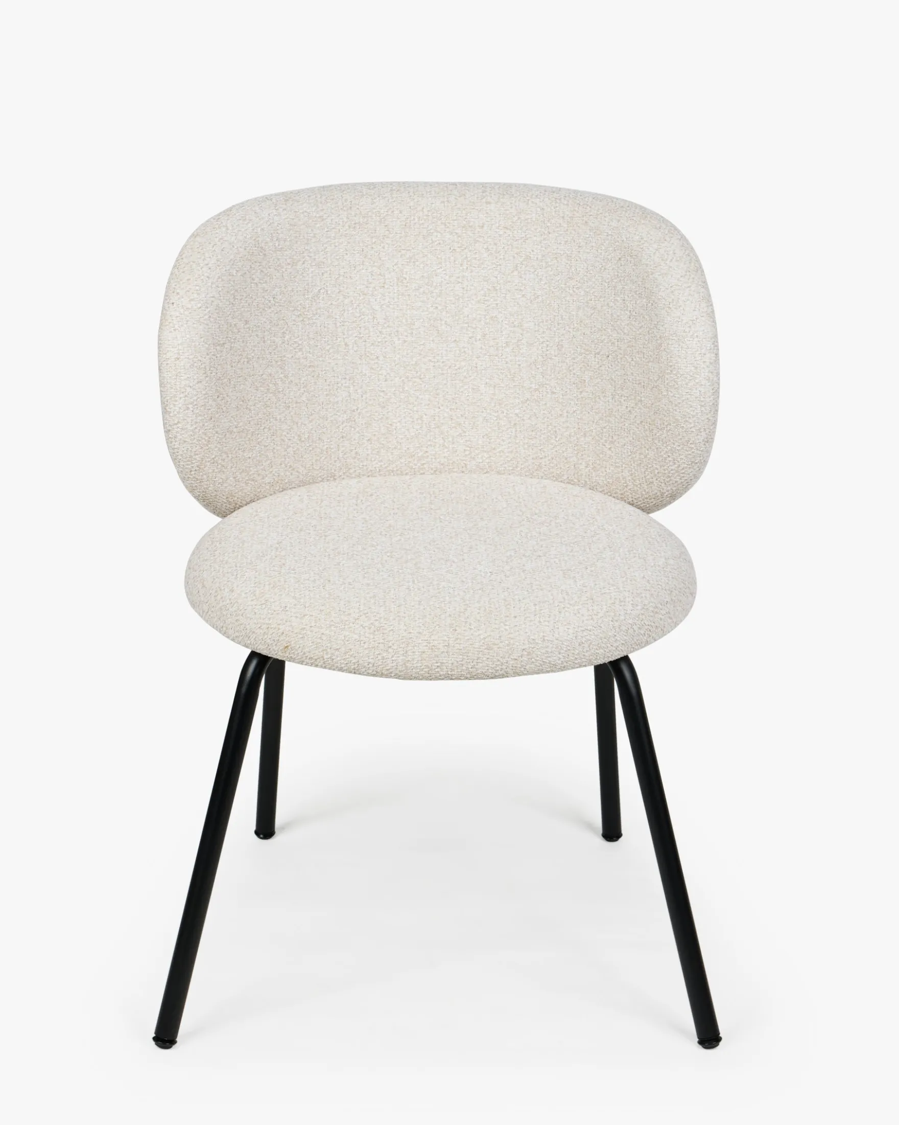 Lot de 2 chaises, Tweed Beige Pop-Corn & Métal noir Gabriella