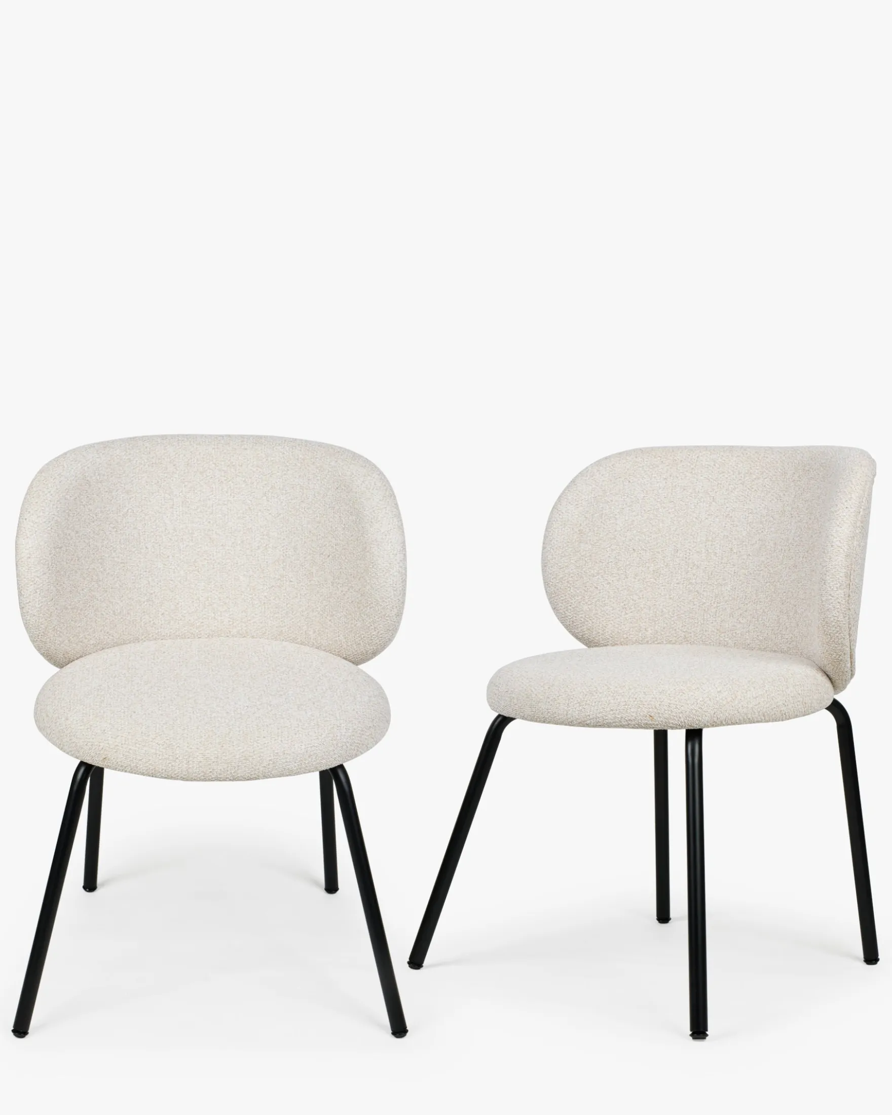 Lot de 2 chaises, Tweed Beige Pop-Corn & Métal noir Gabriella