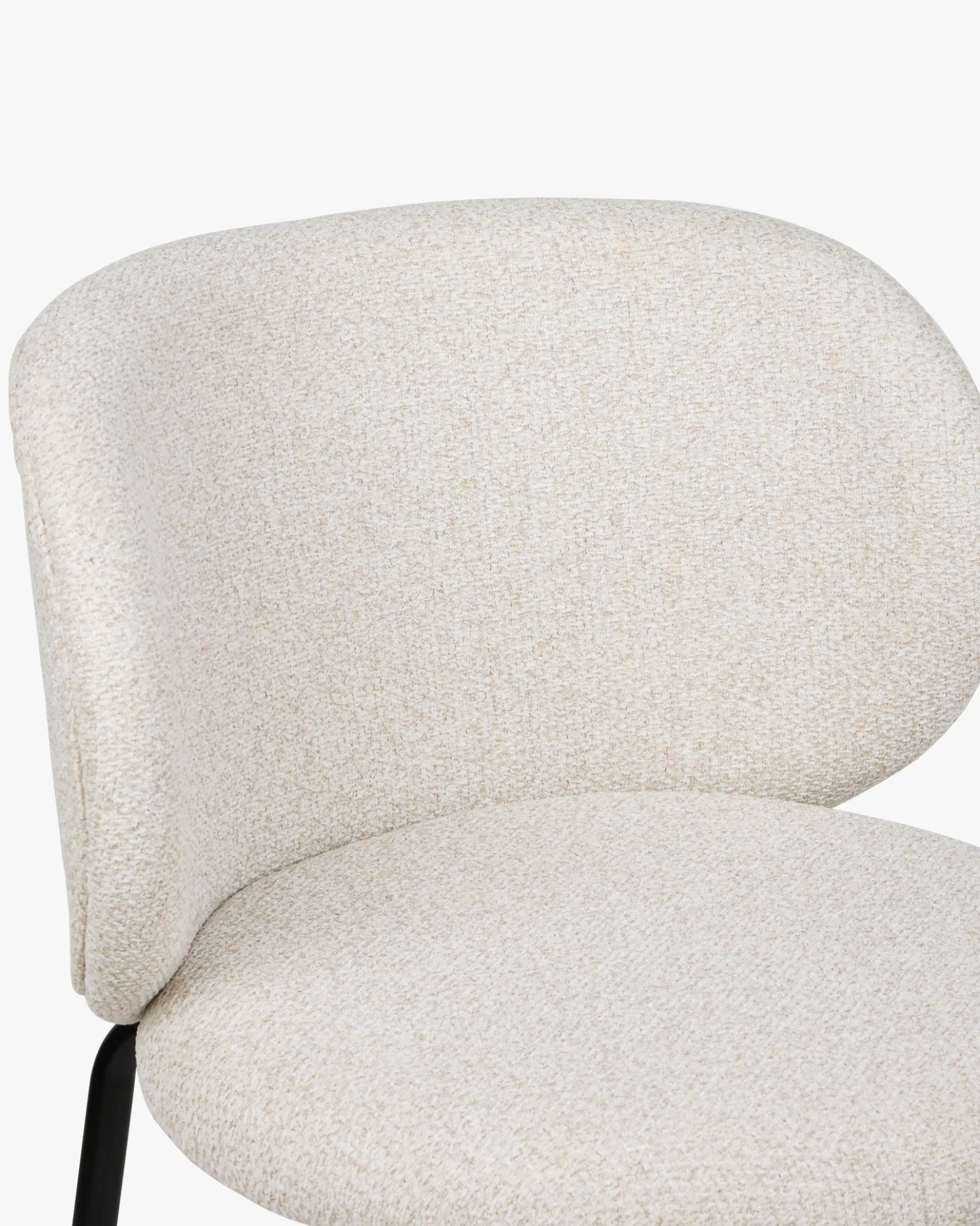 Lot de 2 chaises, Tweed Beige Pop-Corn & Métal noir Gabriella