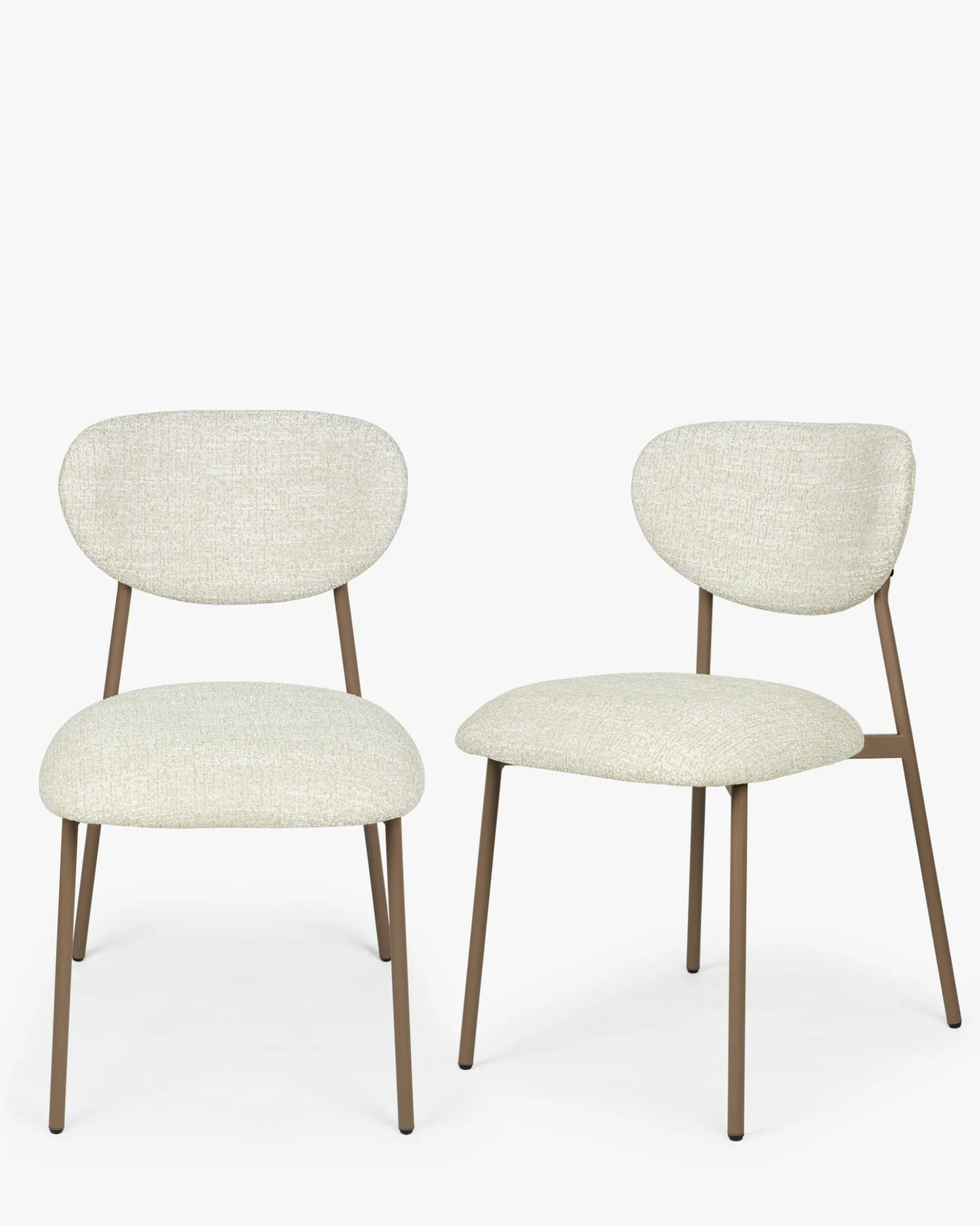 Lot de 2 chaises, Tweed Chenillé Beige & Métal cappuccino Nino