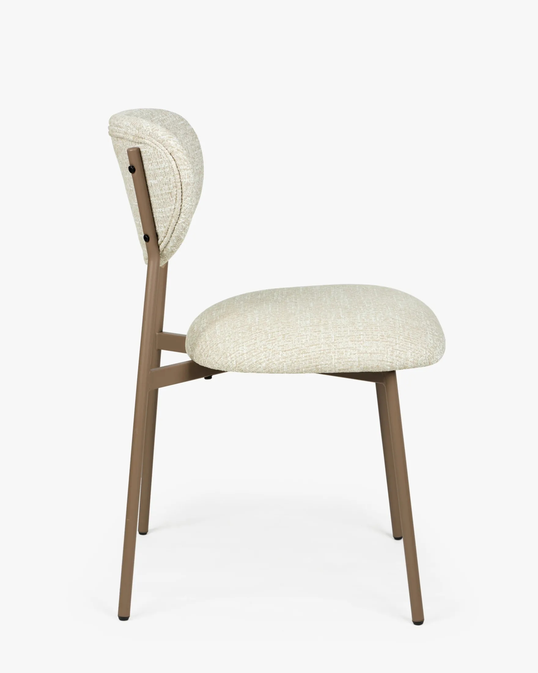 Lot de 2 chaises, Tweed Chenillé Beige & Métal cappuccino Nino