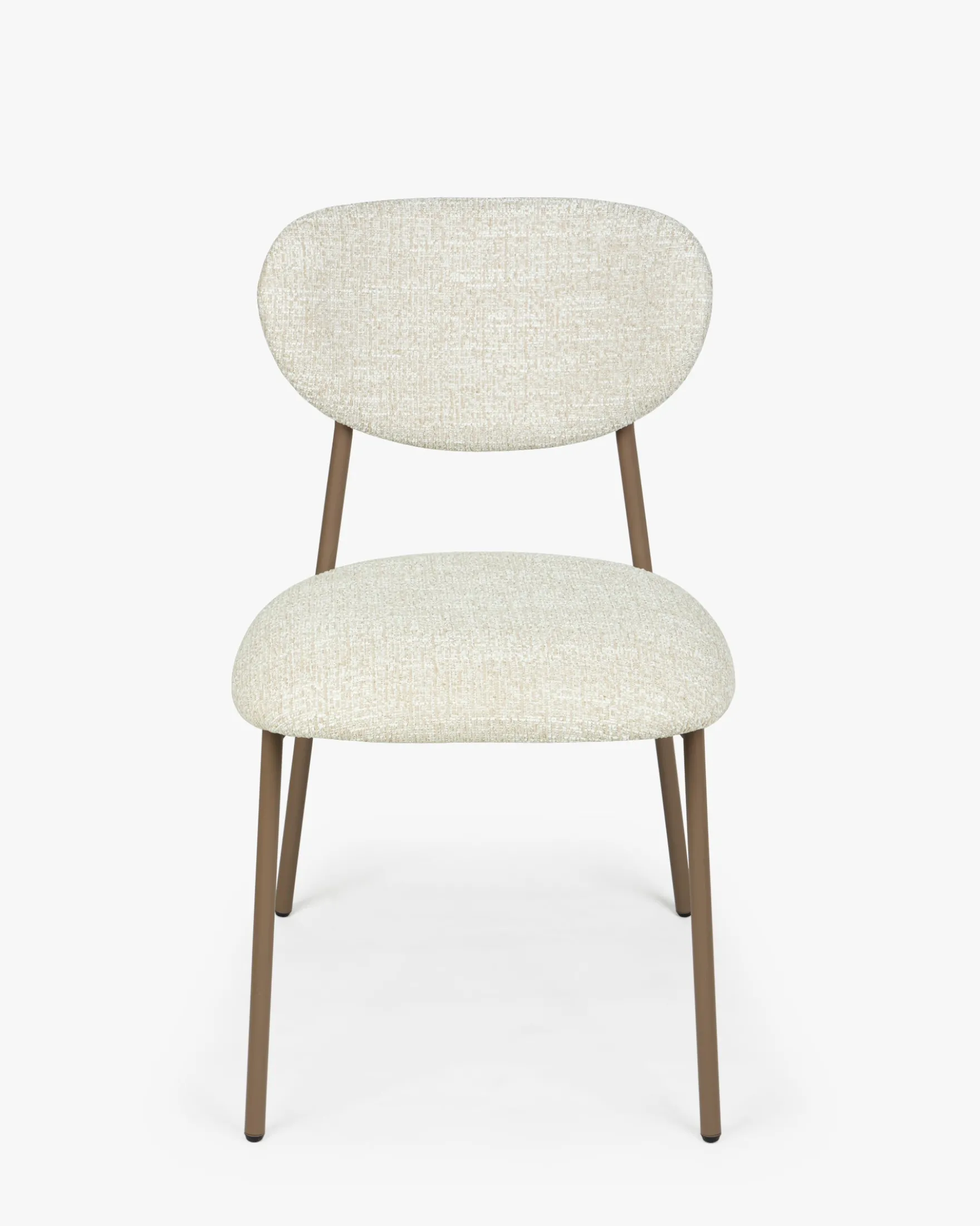 Lot de 2 chaises, Tweed Chenillé Beige & Métal cappuccino Nino