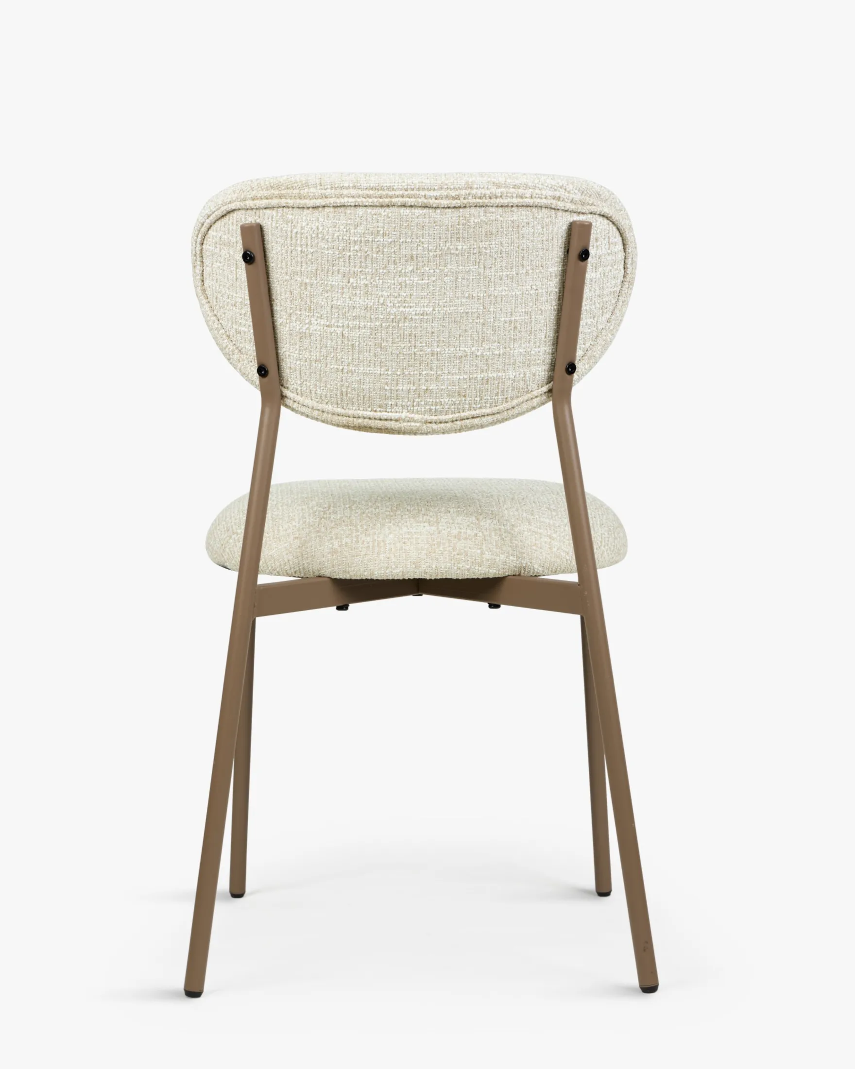 Lot de 2 chaises, Tweed Chenillé Beige & Métal cappuccino Nino