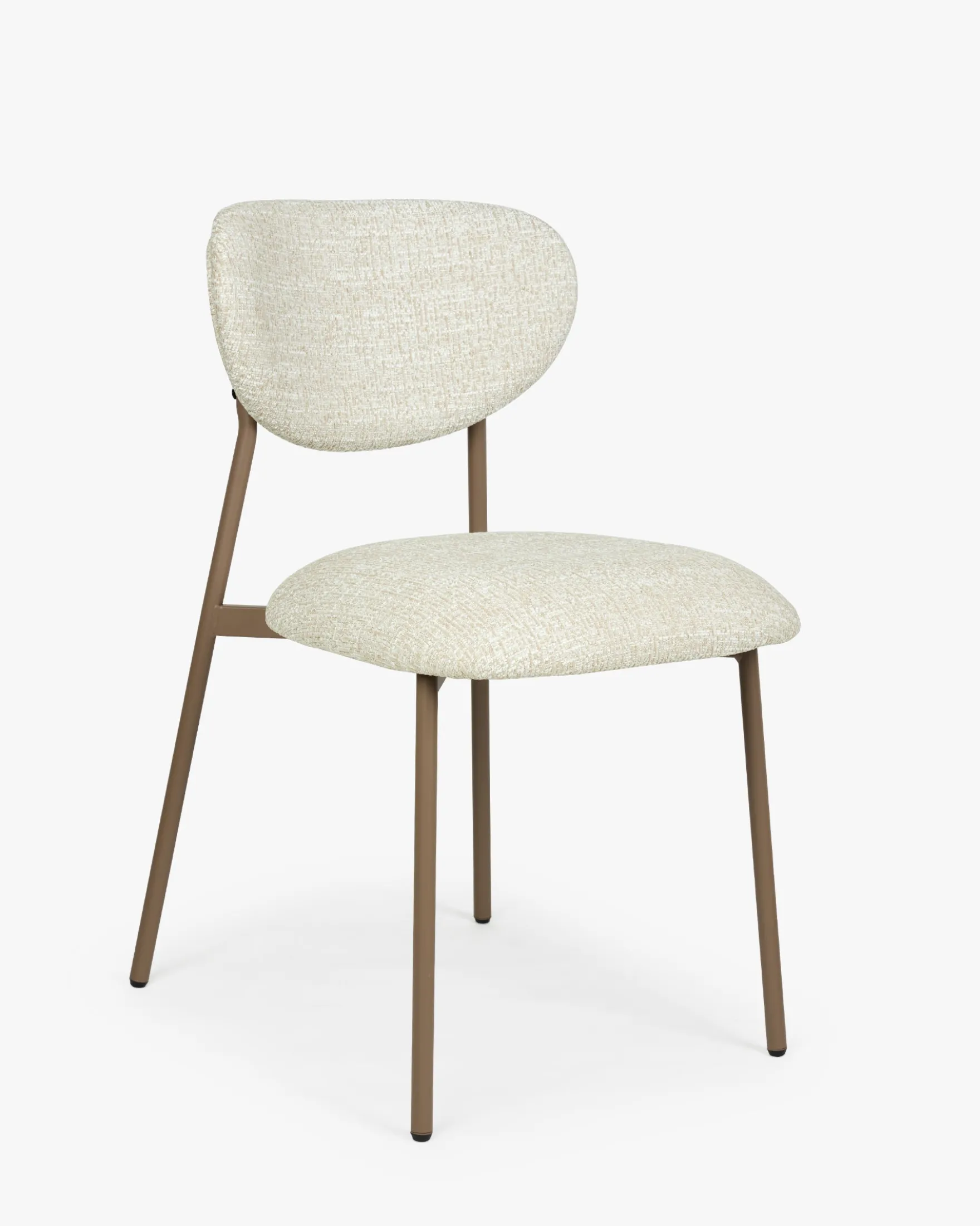 Lot de 2 chaises, Tweed Chenillé Beige & Métal cappuccino Nino