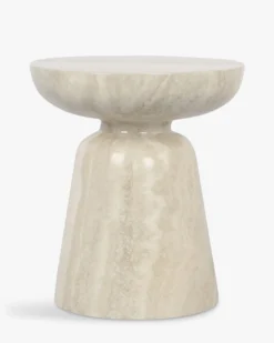 Meuble d'appoint, Beige effet travertin glossy, H44 Cersei