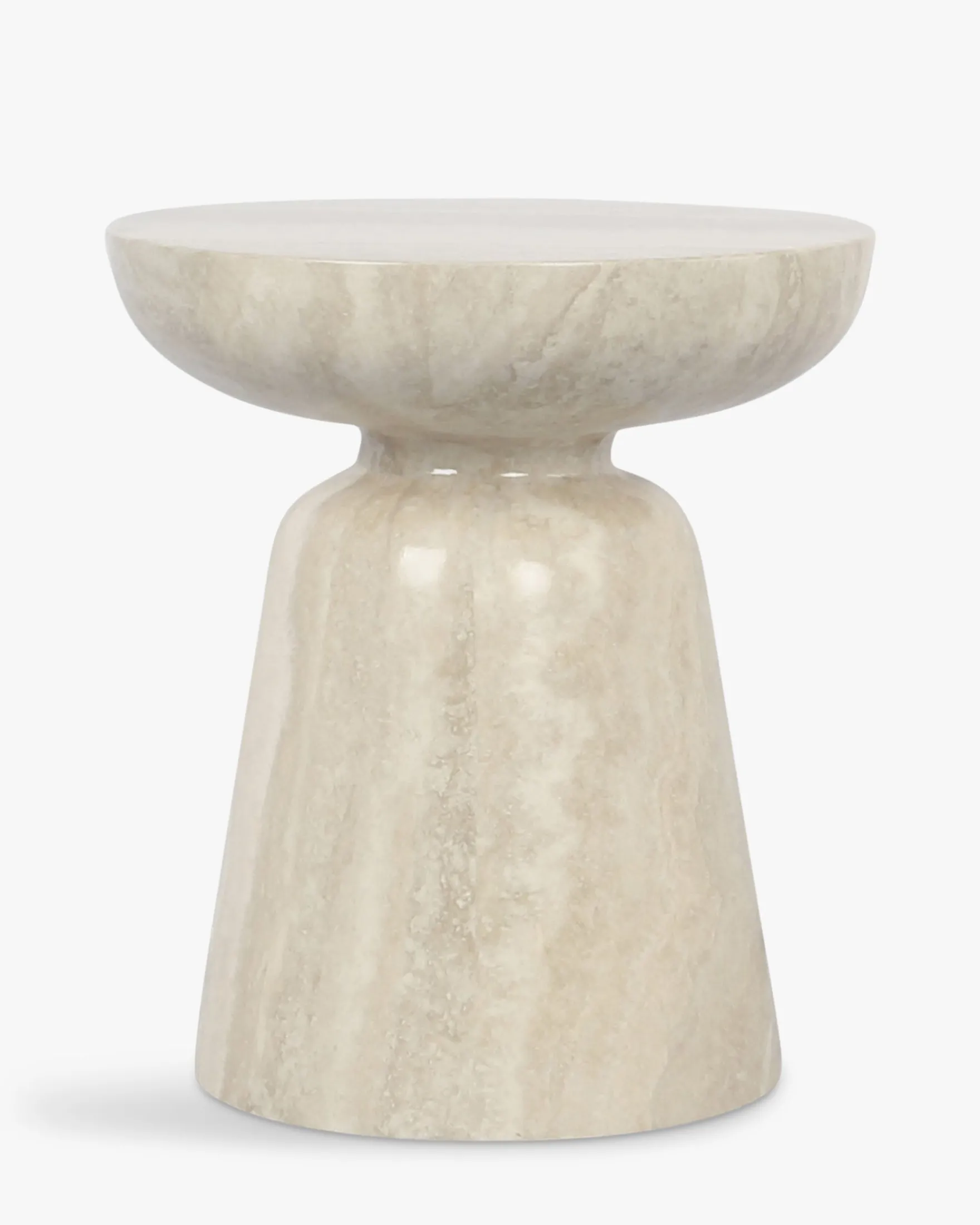 Meuble d'appoint, Beige effet travertin glossy, H44 Cersei