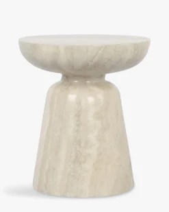 Meuble d'appoint, Beige effet travertin glossy, H44 Cersei