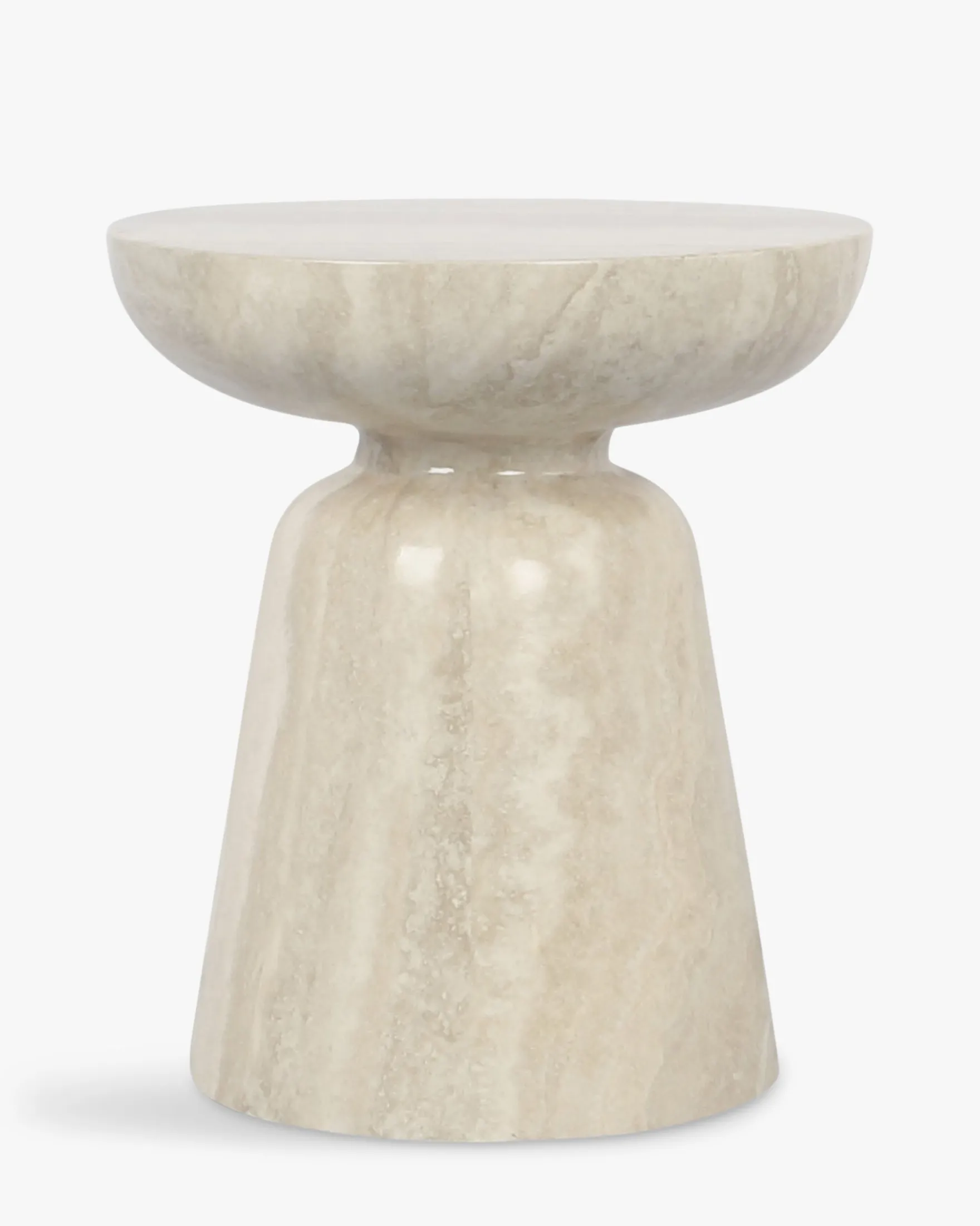 Meuble d'appoint, Beige effet travertin glossy, H44 Cersei