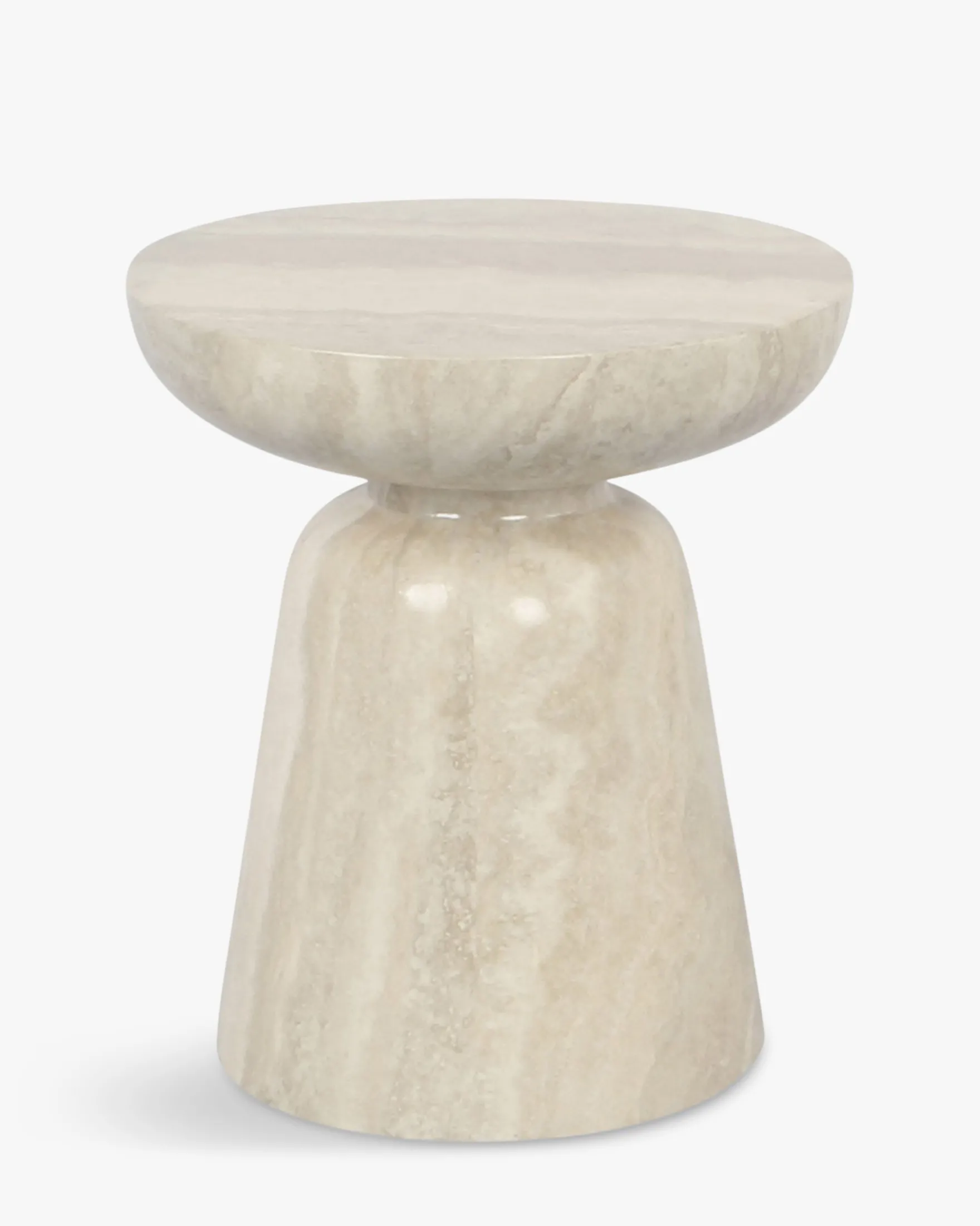 Meuble d'appoint, Beige effet travertin glossy, H44 Cersei