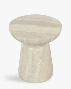 Meuble d'appoint, Beige effet travertin glossy, H44 Cersei
