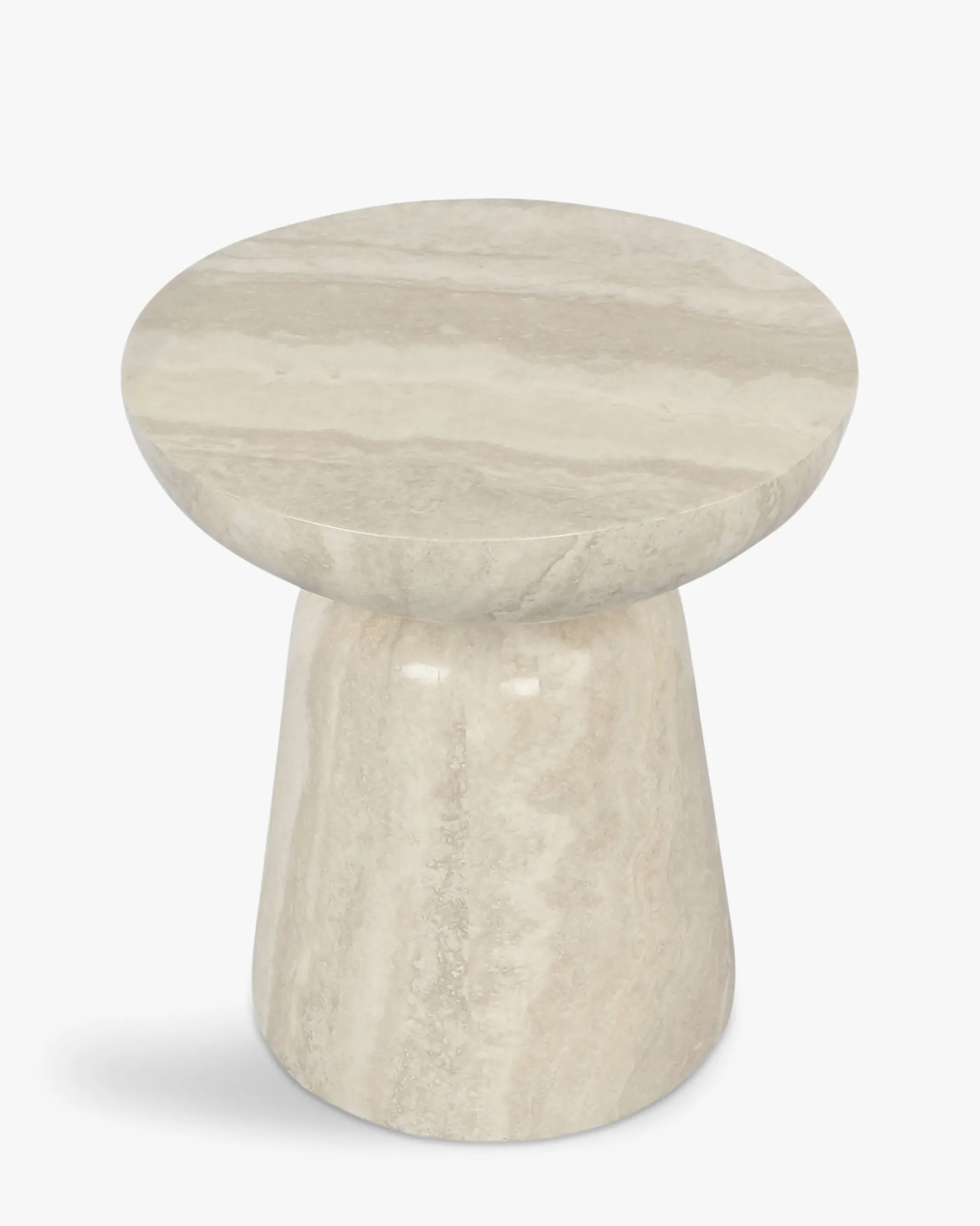 Meuble d'appoint, Beige effet travertin glossy, H44 Cersei