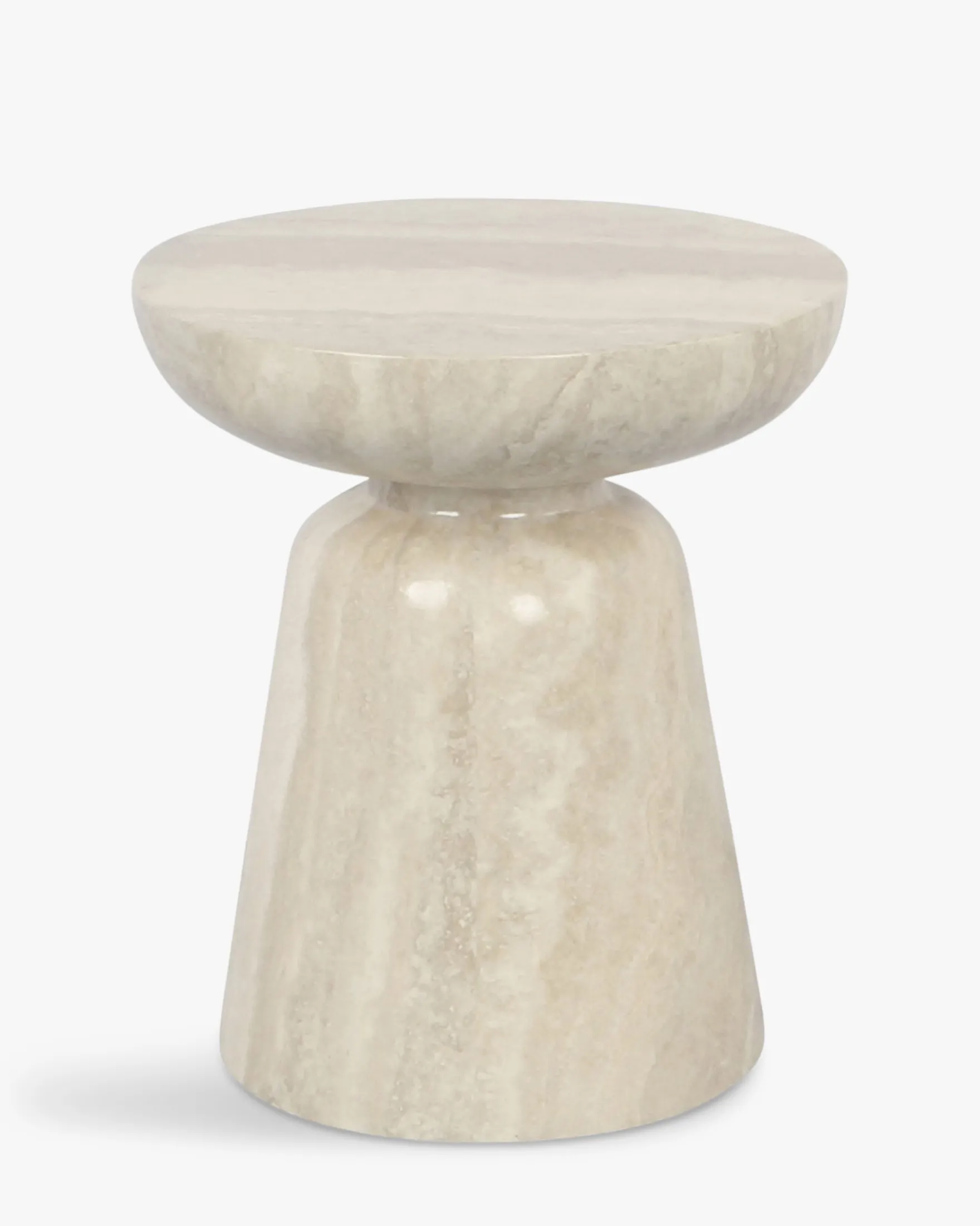 Meuble d'appoint, Beige effet travertin glossy, H44 Cersei