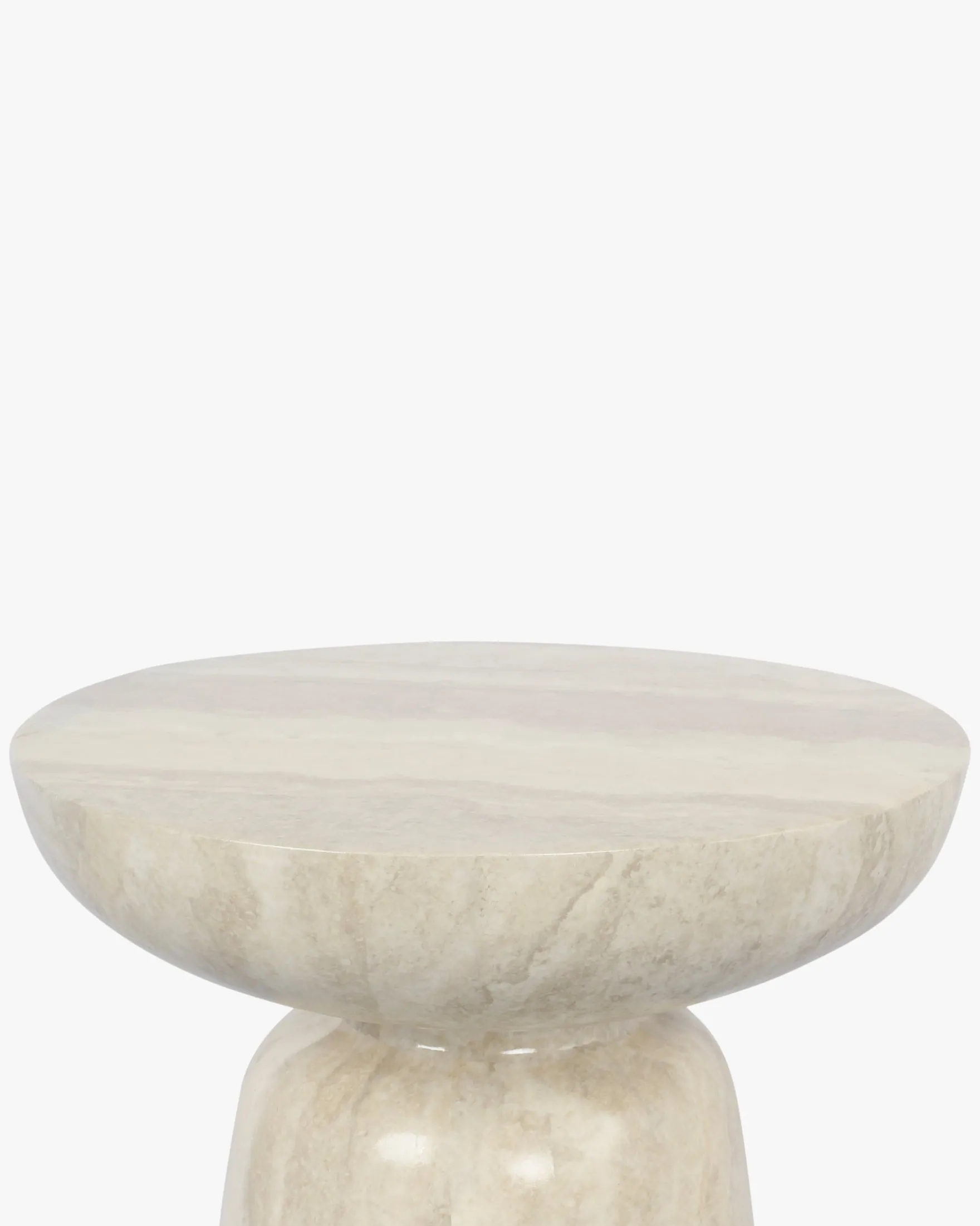 Meuble d'appoint, Beige effet travertin glossy, H44 Cersei