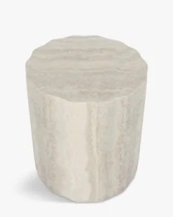 Meuble d'appoint, Beige effet travertin glossy, H46 Cesar