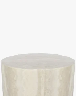 Meuble d'appoint, Beige effet travertin glossy, H46 Cesar