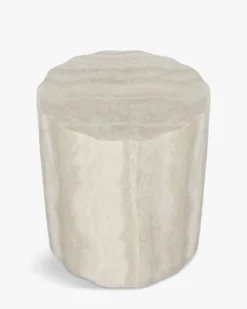 Meuble d'appoint, Beige effet travertin glossy, H46 Cesar