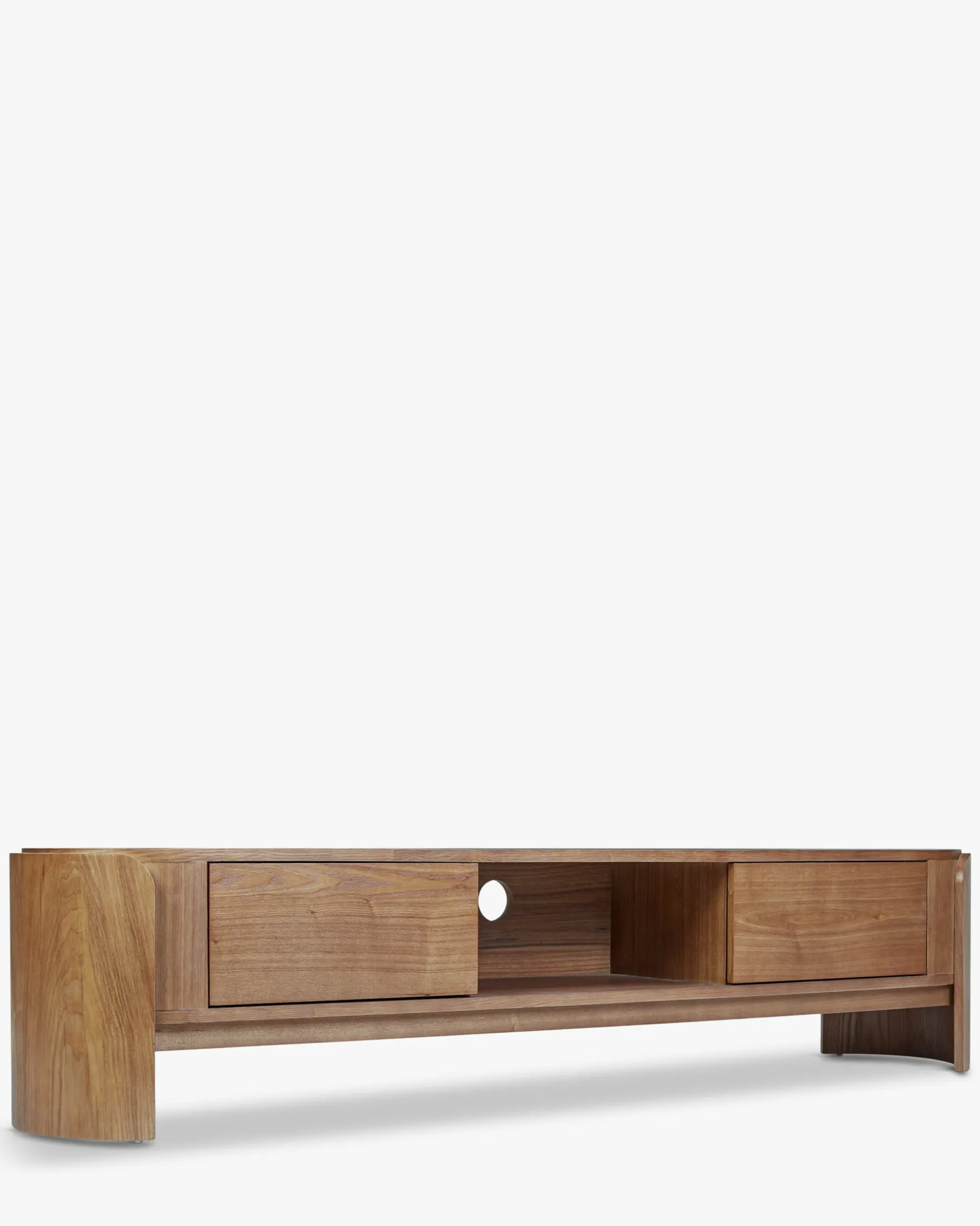 Meuble TV, Bois de frêne teinte noyer, L180 Elipse