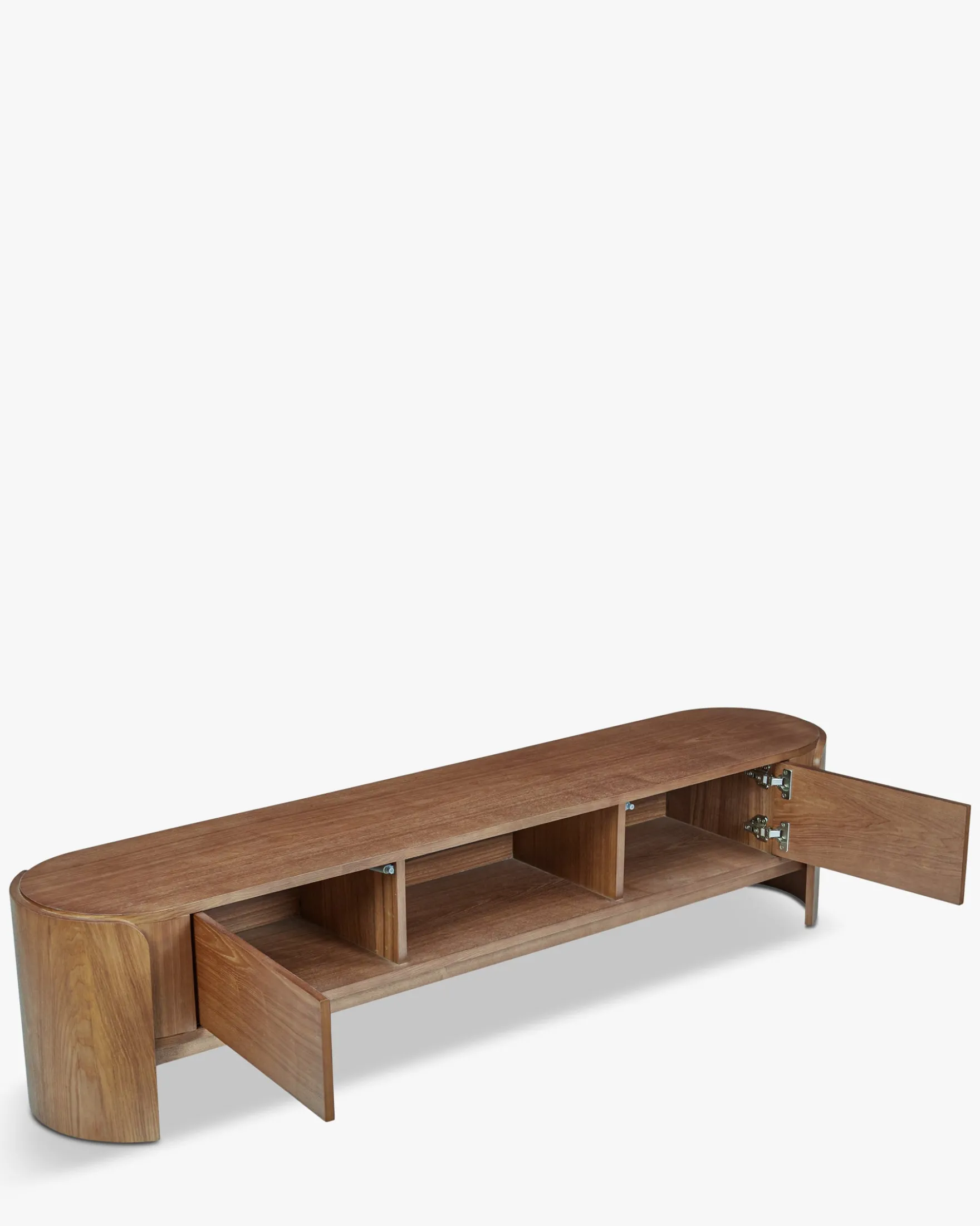 Meuble TV, Bois de frêne teinte noyer, L180 Elipse