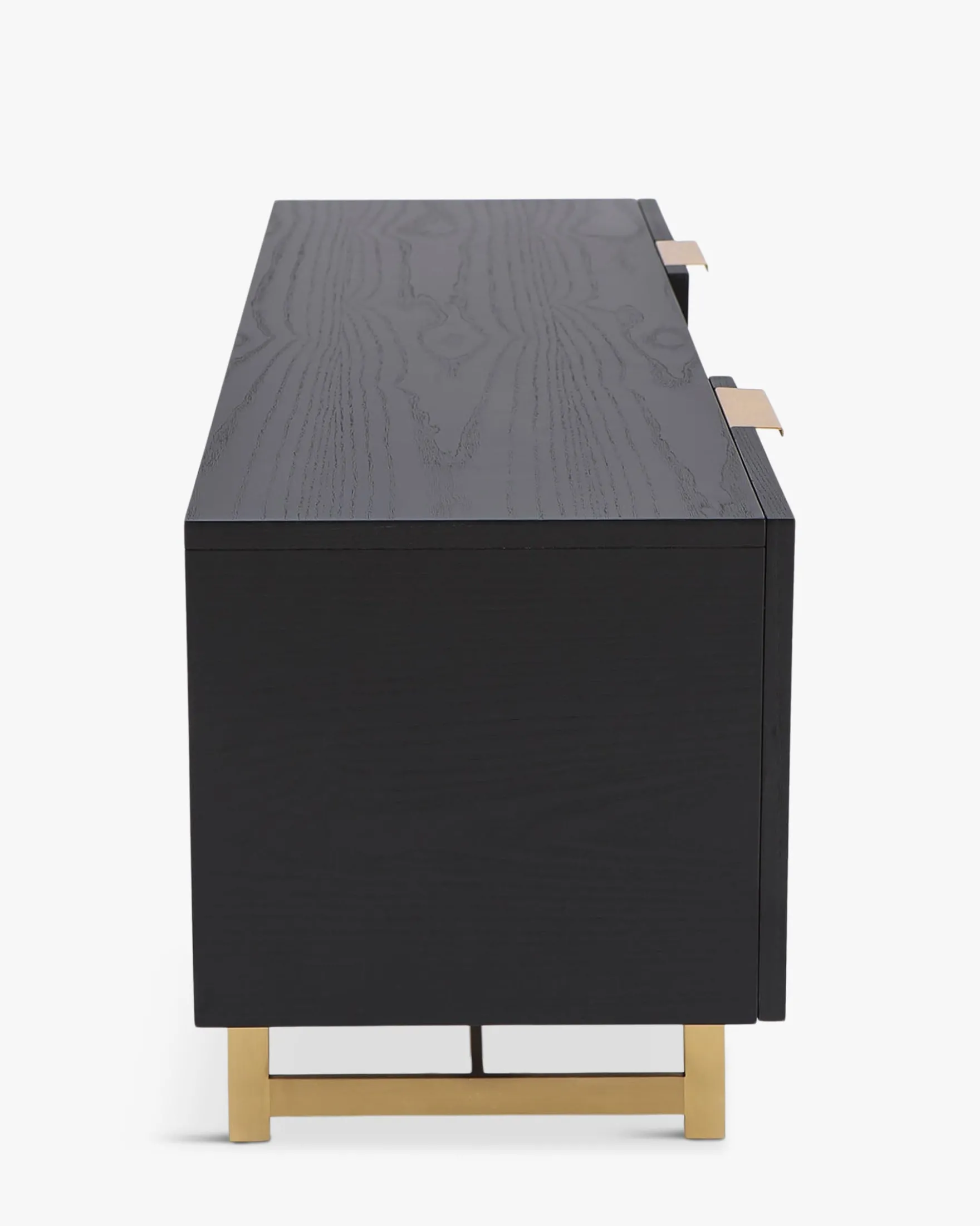Meuble TV, Bois noir & métal doré, L150 Stark
