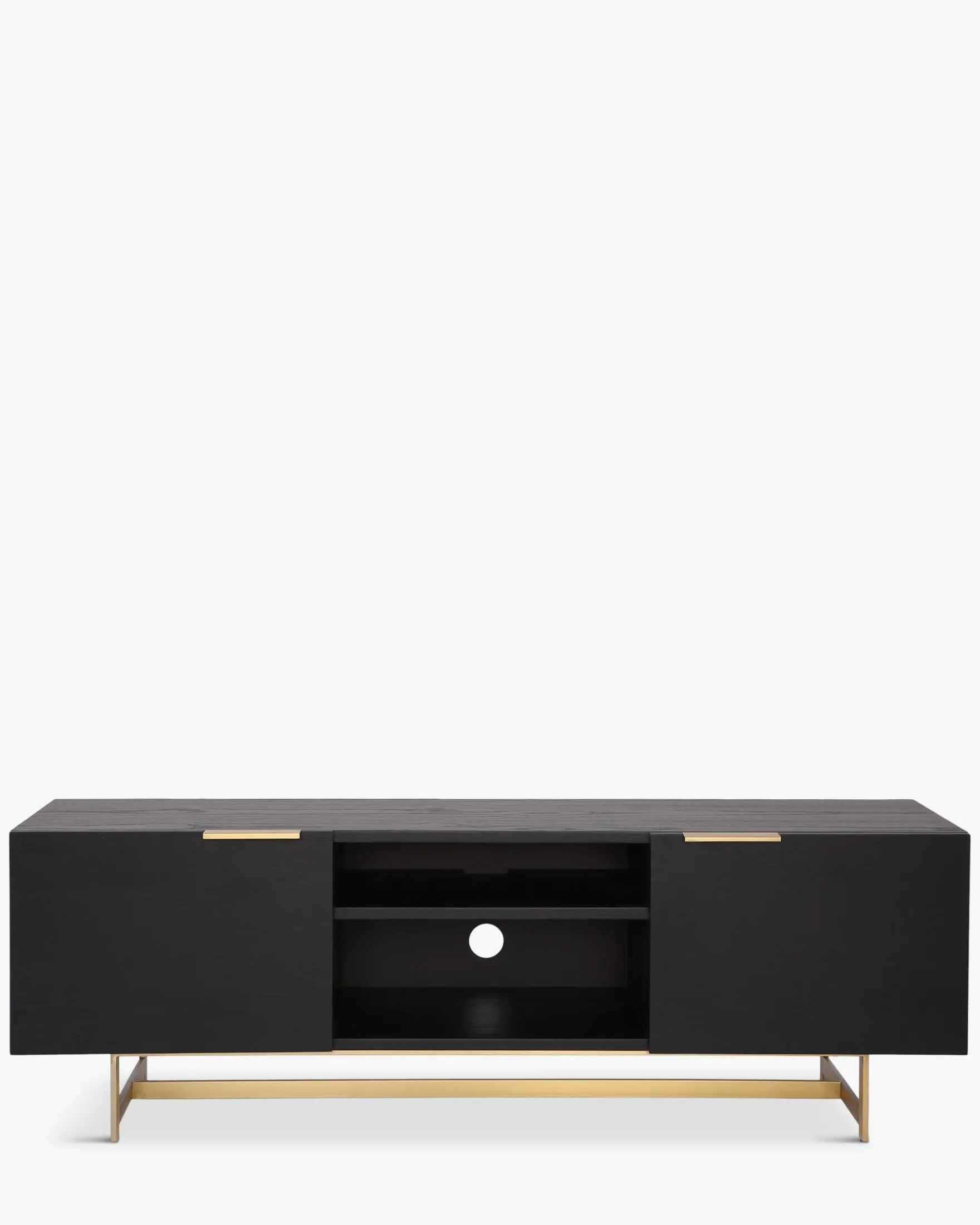 Meuble TV, Bois noir & métal doré, L150 Stark