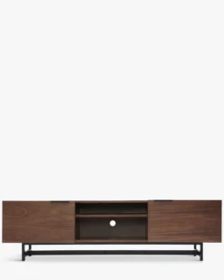 Meuble TV, Bois noyer & métal noir, L180 Stark