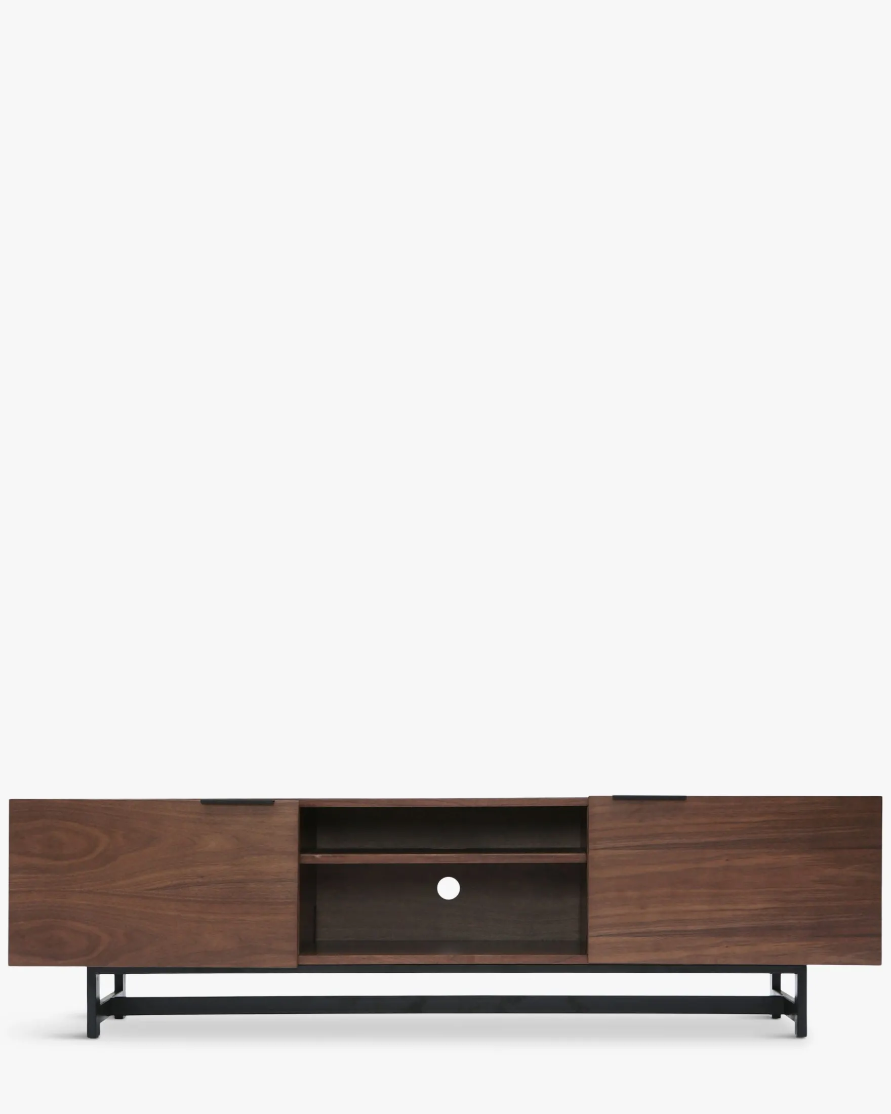 Meuble TV, Bois noyer & métal noir, L180 Stark