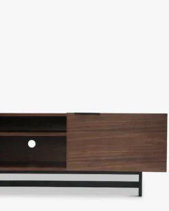 Meuble TV, Bois noyer & métal noir, L180 Stark