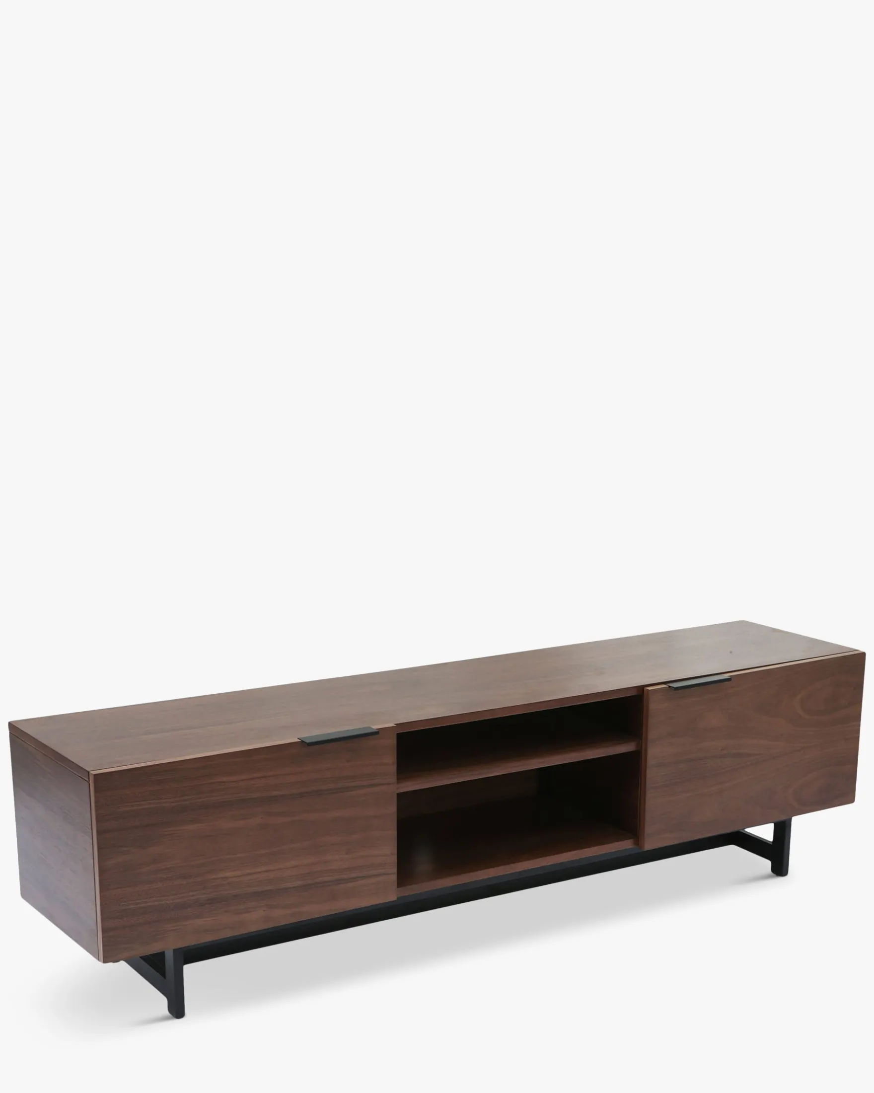 Meuble TV, Bois noyer & métal noir, L180 Stark