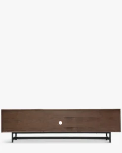 Meuble TV, Bois noyer & métal noir, L180 Stark