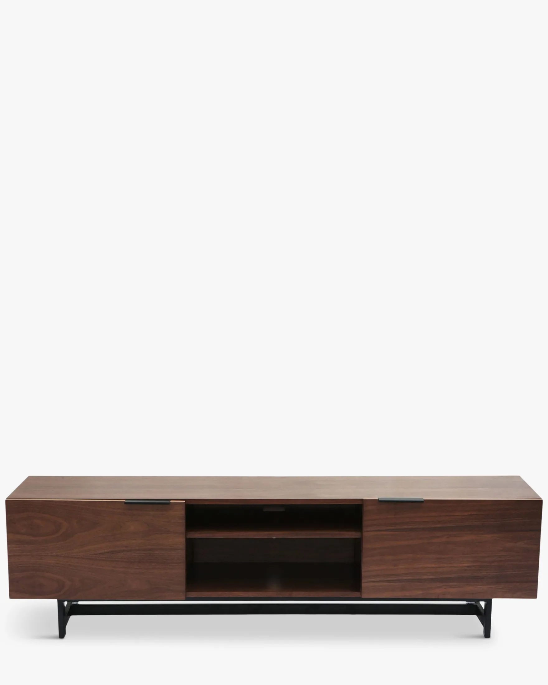 Meuble TV, Bois noyer & métal noir, L180 Stark