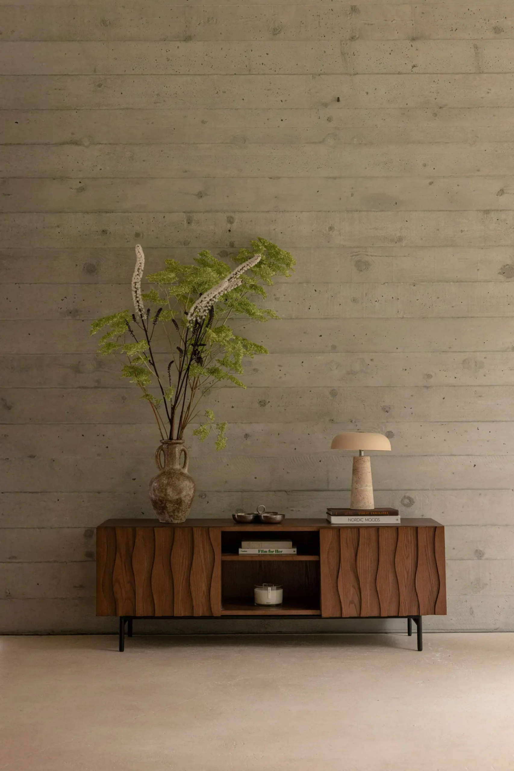 Meuble TV, Bois teinte noyer, L140 Ondula