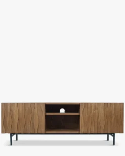 Meuble TV, Bois teinte noyer, L140 Ondula