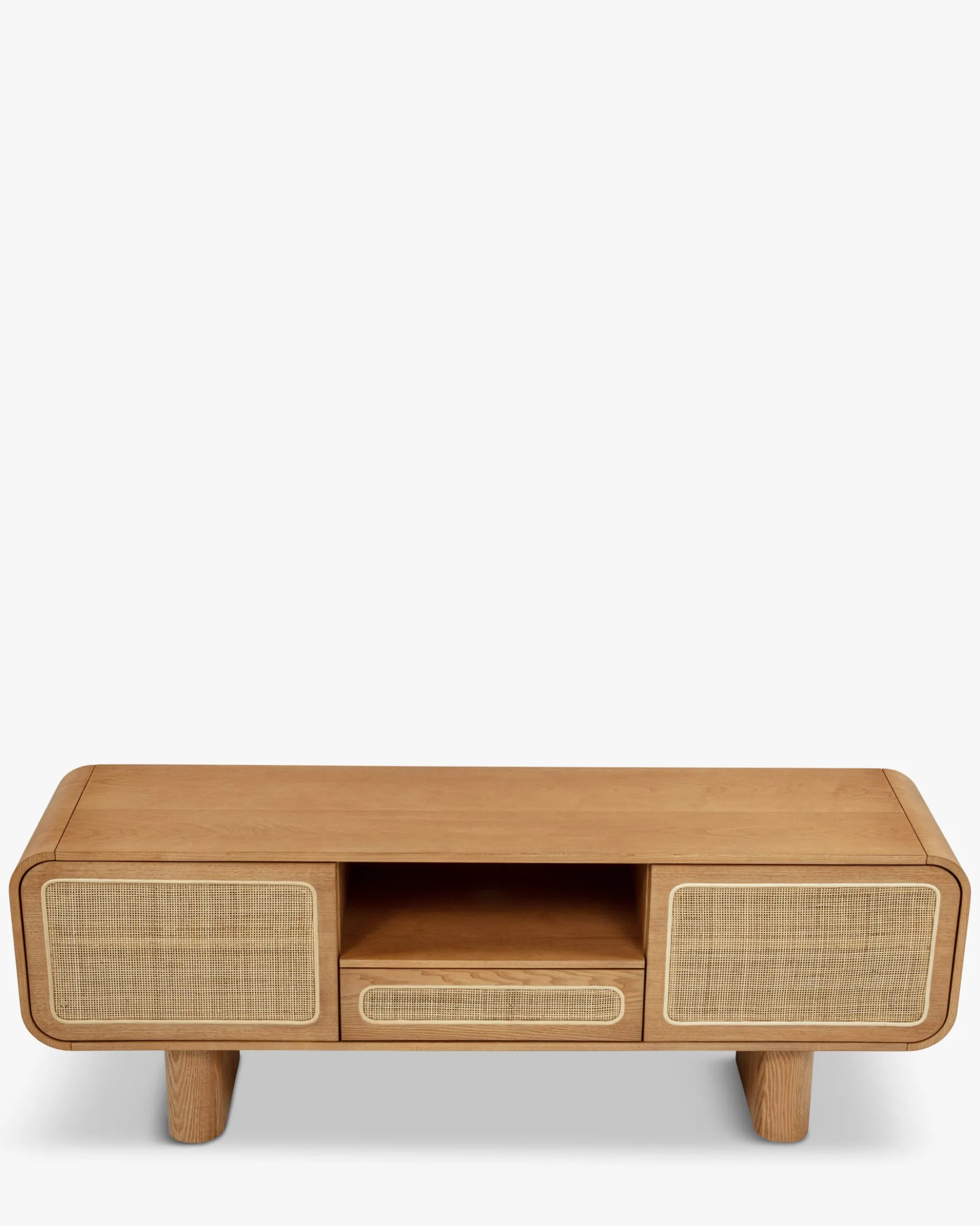 Meuble TV, Cannage naturel & bois blond, L160 Oxford