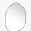 Miroir design organique, Verre & bois beige, Ø80 Auden