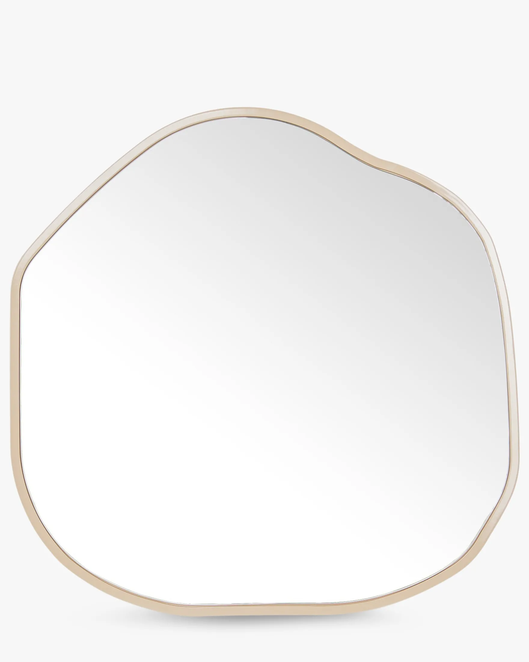 Miroir design organique, Verre & bois beige, Ø80 Auden