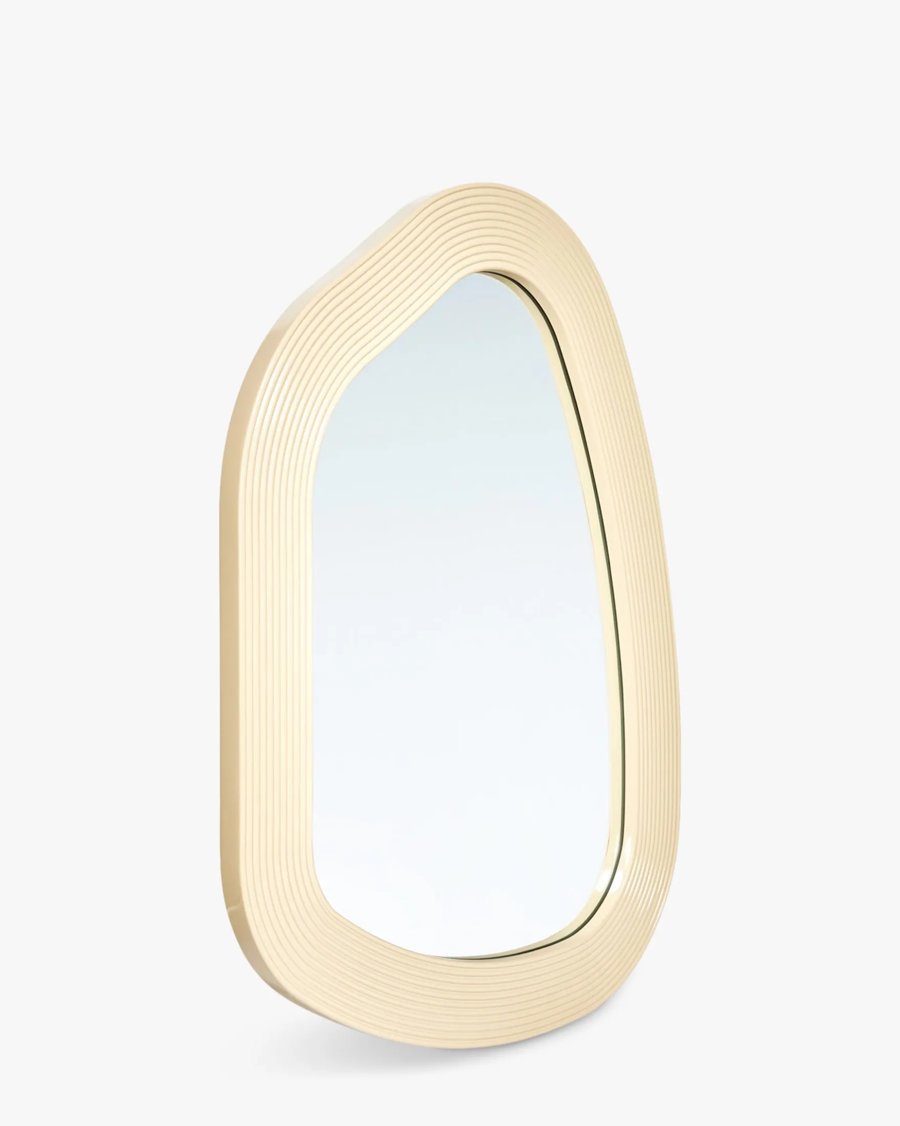 Miroir design organique, Verre & bois beige, Ø100 Georgy